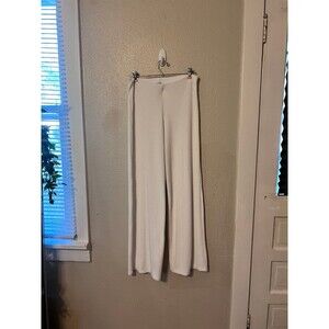 Zara White Wide Leg Ribbed Pants Size Large